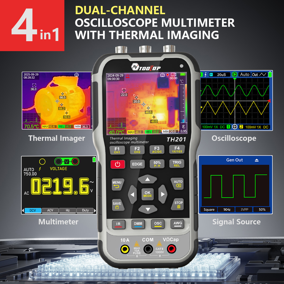 Electronics Repair Equipment - TOOLTOP TH201 4in1 warmtebeeldcamera oscilloscoop multimeter